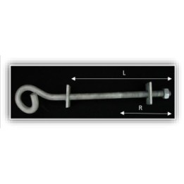 Gancho rabo de cerdo M-16x400 FENOSA con 1 tuerca y 1 arandela L R
