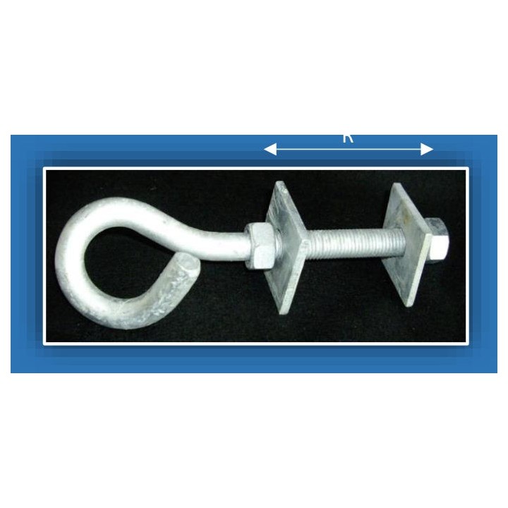 Gancho rabo de cerdo M-16x200 Fenosa con 2 tuercas y 2 arandelas
