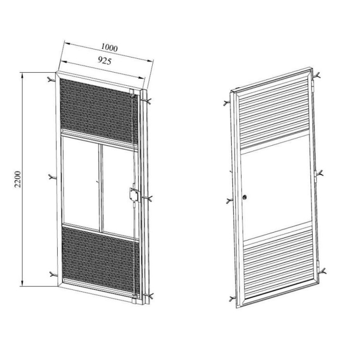 Puerta 1 hoja con rejillas galvanizada ID NI502003