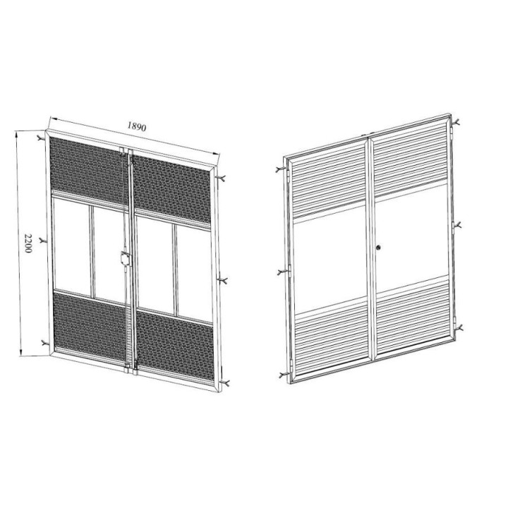 Puerta 2 hojas con rejillas galvanizada ID NI502003